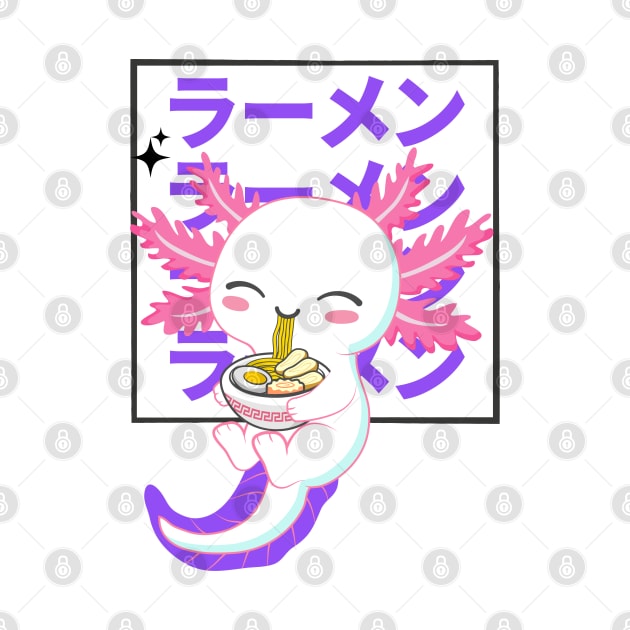 Axolotl Eating Ramen by Fj Greetings