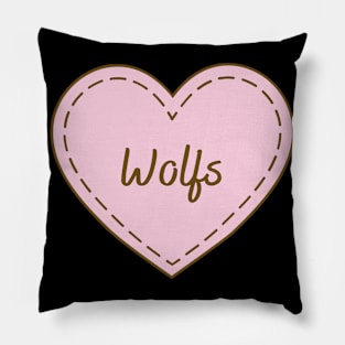 I Love Wolfs Simple Heart Design Pillow