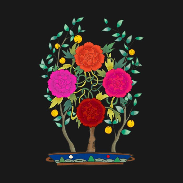 Minhwa: Peony and Citron Tree A Type by koreanfolkpaint