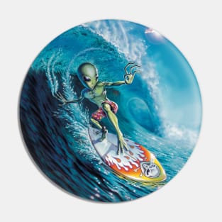 Alien Surfer Pin