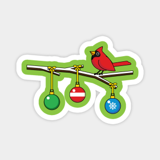 Red Cardinal on Christmas Bare Branch Magnet