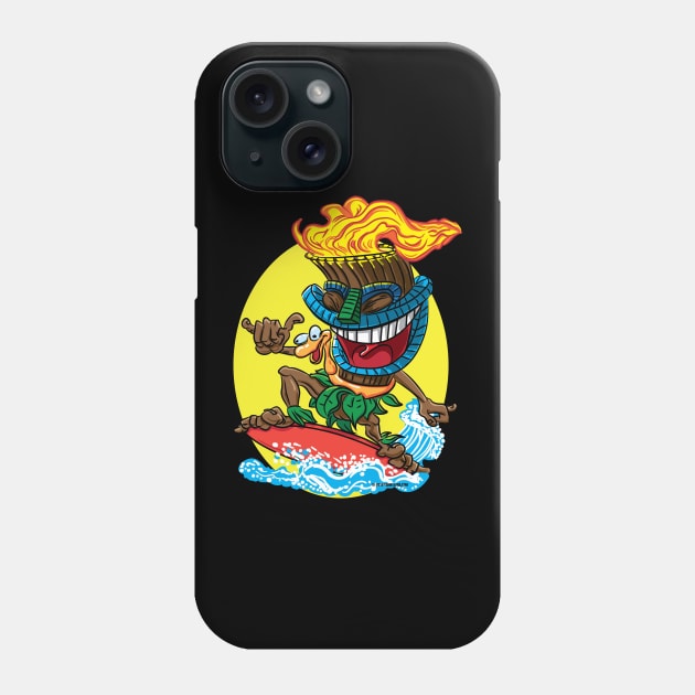 Tiki Surfer with rubber inflatable ring Phone Case by eShirtLabs