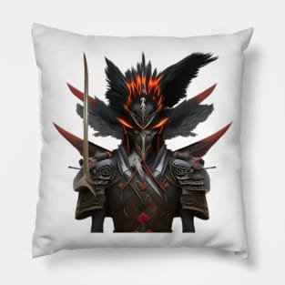 Black crow samurai face Pillow