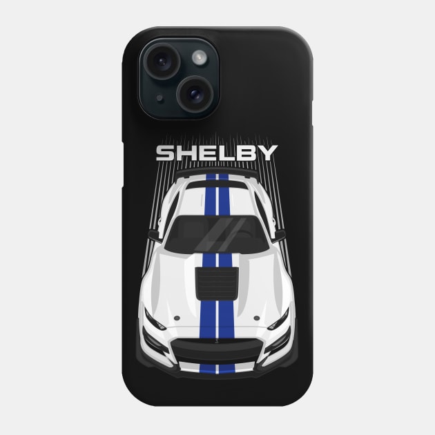 Ford Mustang Shelby GT500 2020-2021 - White - Blue Stripes Phone Case by V8social