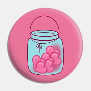 Glass jar with hearts Pin