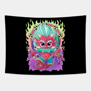 Cute Kawaii Oni Japanese demon Harajuku Pastel Goth Art Tapestry