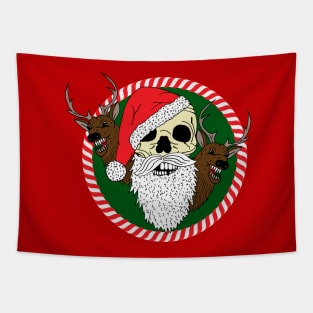 Christmas Evil Santa and Creepy Reindeer Tapestry