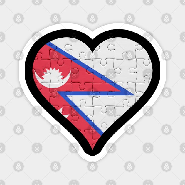 Nepalese Jigsaw Puzzle Heart Design - Gift for Nepalese With Nepal Roots Magnet by Country Flags