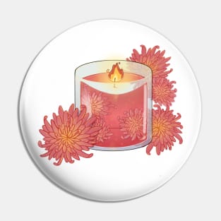 Beautiful gentle candle with chrysanthemum Pin