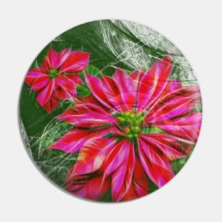 Abstract vibrant red poinsettia on green texture Pin