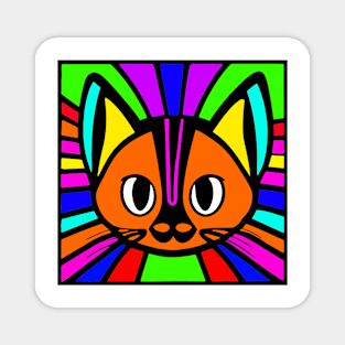 Cat rainbow colors illustrated Magnet