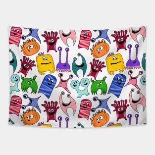 Cute Colorful Monsters All Over Print Tapestry