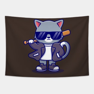 Cute Mafia Cat Tapestry