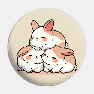 Fluffy Trio Rabbits Pin