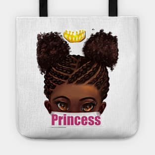 Princess in corn rows - The best Gifts for black girls 2022 beautiful black girl with Afro hair in puffs, brown eyes and dark brown skin. Black princess Tote