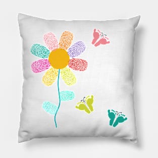 Colorful finger prints flower Pillow