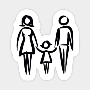 Stick figure family in black ink Magnet