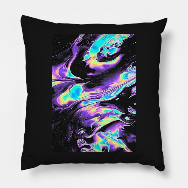 Neon Purple & Blue Pattern Pillow by Alexander S.