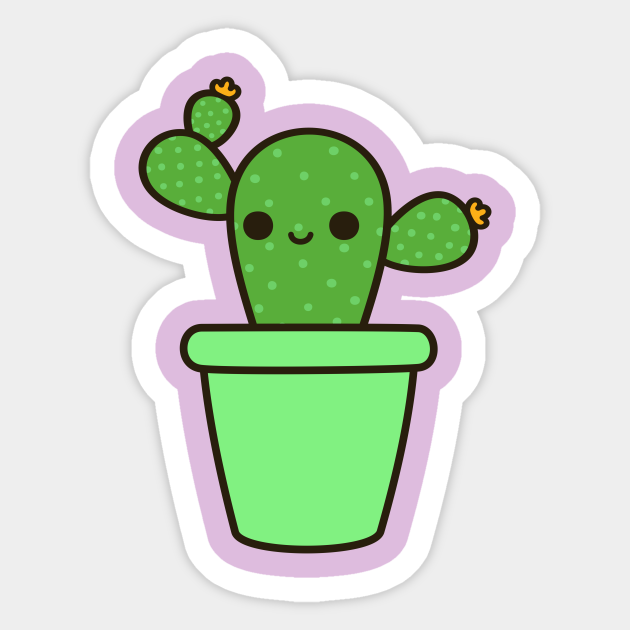 cute cactus in green pot cactus sticker teepublic uk