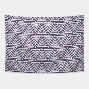 Blue And Pink Triangle Grid Tapestry