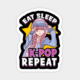 Cute & Funny Eat Sleep K-Pop Repeat Korean Music Magnet