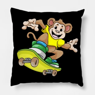 Funny monkey is skateboarding Pillow