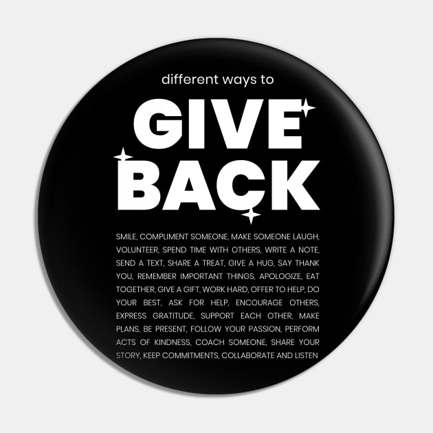 Different ways to give back Pin by Noden