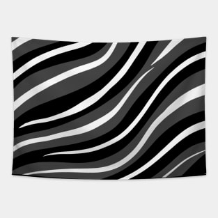 black and white striped background with grey Tapestry