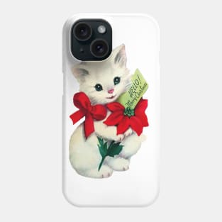 Christmas Kitten Wearing Red Bow Phone Case