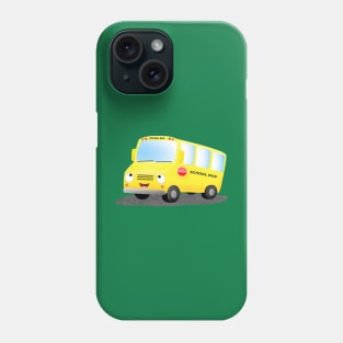 Cute happy yellow school bus cartoon Phone Case