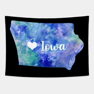 Iowa state watercolor map watercolor Watercolour blue heart Tapestry