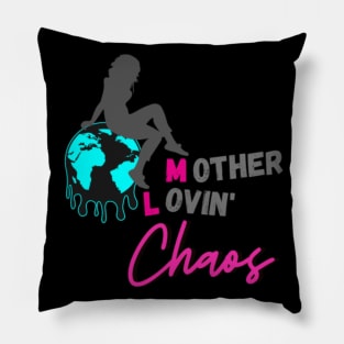 Mother Lovin' Chaos Logo Dark Pillow