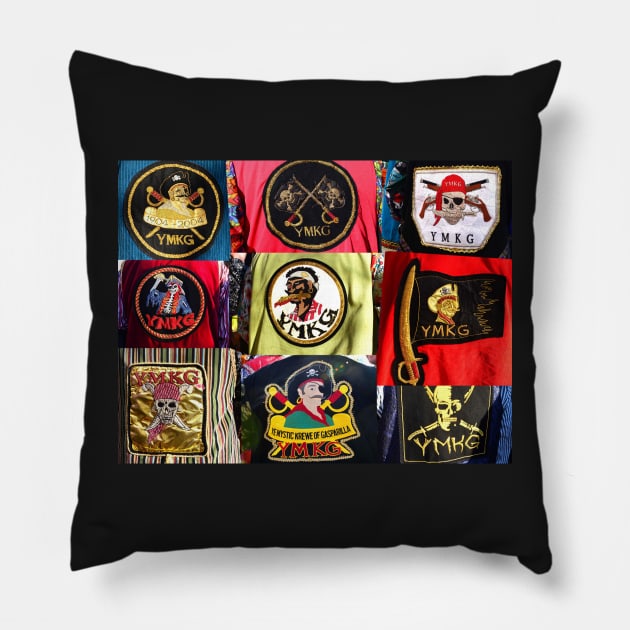 Gasparilla pirate patches Pillow by dltphoto