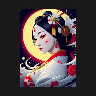 Japanese Geisha Illustration T-Shirt