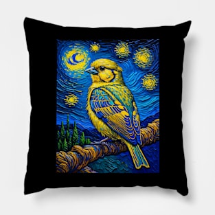 Canary in starry night Pillow