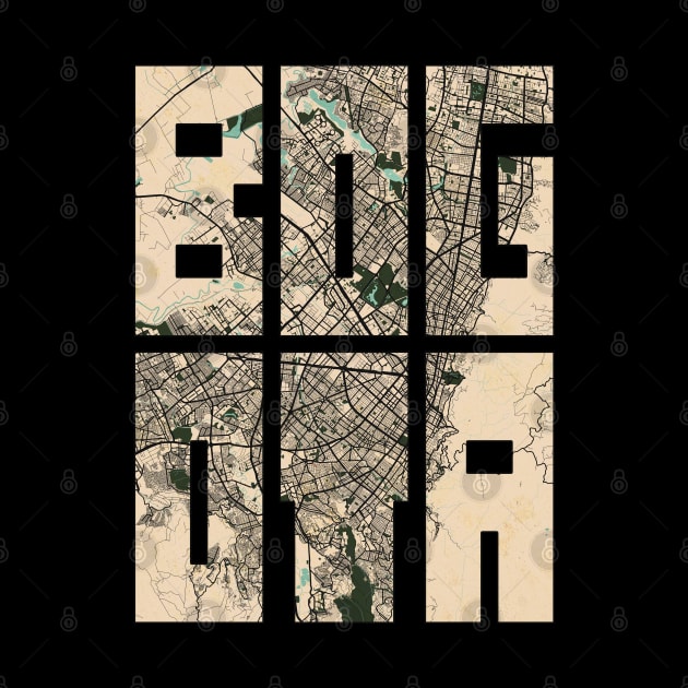 Bogota, Colombian City Map Typography - Vintage by deMAP Studio