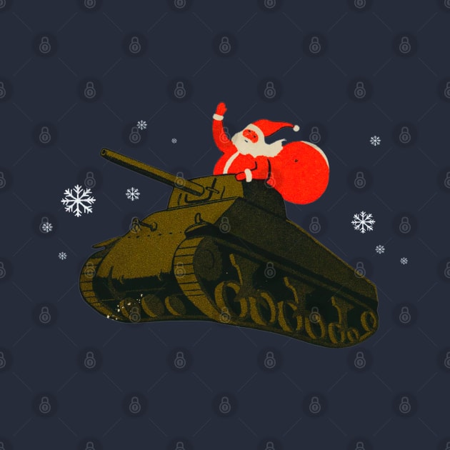 WWII M4 Sherman tank and Santa Claus Retro by Jose Luiz Filho