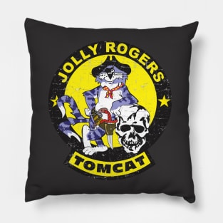 Grumman F-14 Tomcat - Jolly Rogers - yellow Grunge Style Pillow