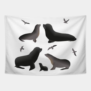 Sea lions family Tapestry