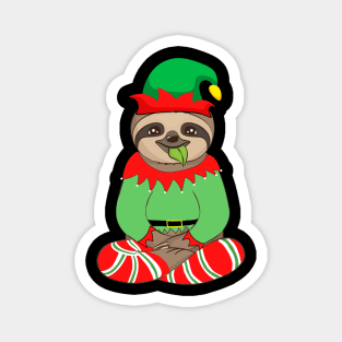 Sloth In Elf Costume Christmas Magnet