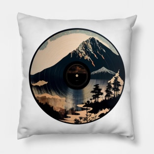 Mountain View on Vinyl Record Pillow