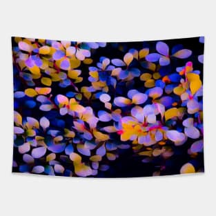 Purple Yellow Petal Leaves Tapestry