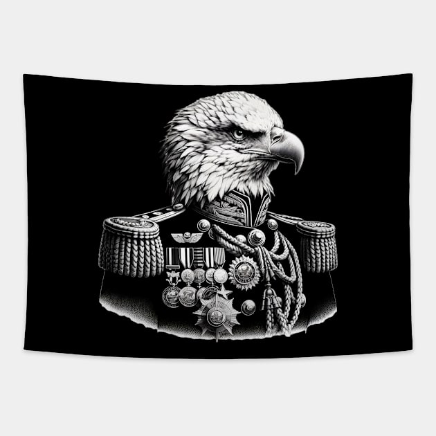 Majestic Eagle Wearing A Victorian-Era Admiral Uniform Tapestry by Merchweaver