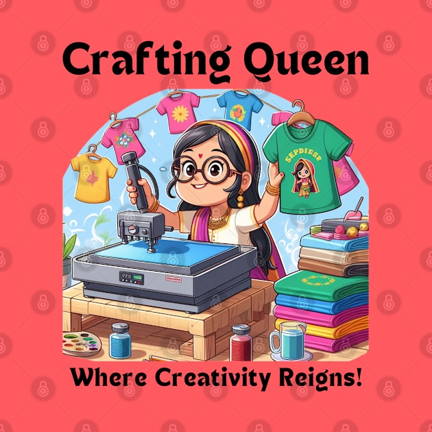 Crafting Queen:  Where Creativity Reigns T-shirt Design by MugMusewear