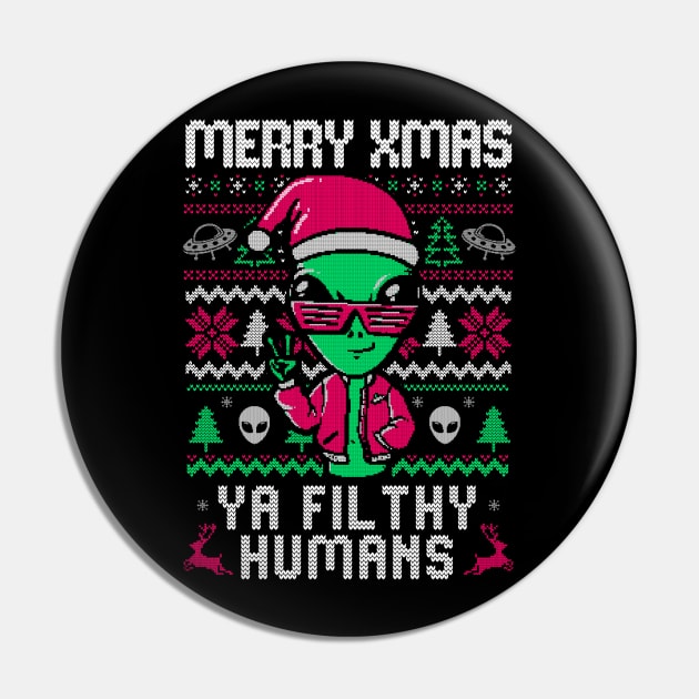 Alien Christmas - Funny Ugly Sweater Xmas Gift Pin by eduely