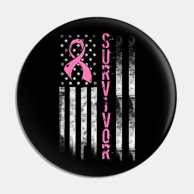 Cool Breast Cancer Survivor Women Pink Flag Pin by jordanfaulkner02