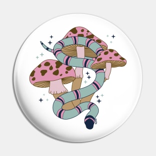 Snake and Mushrooms - Blush pastels Pin