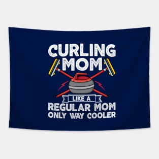 Curling mom like a regular mom but cooler retro curling Tapestry