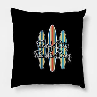 Surf City Santa Cruz California Logo Pack Sticker 3 Surfboards Dark Pillow