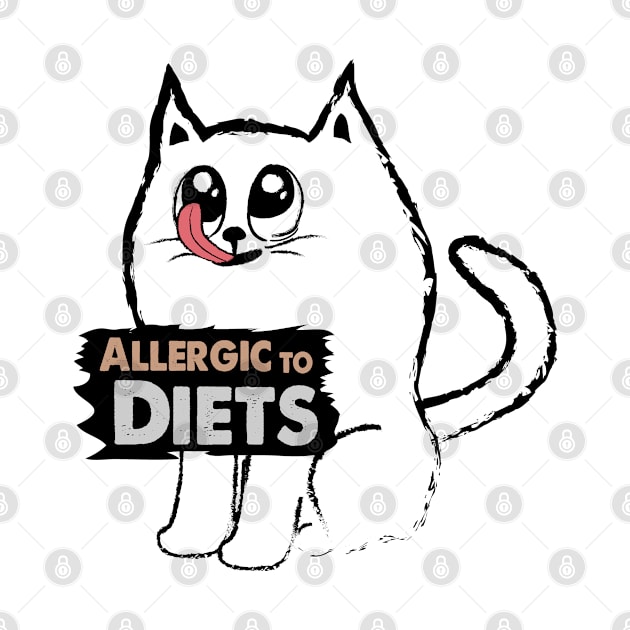 Cute White Cat is Allergic to Diets by Biped Stuff